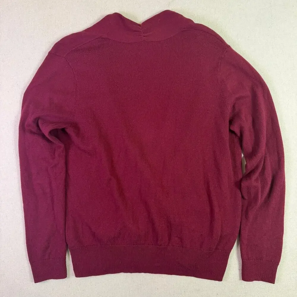J. Jill Burgundy Cross Wrap Surplice Sweater Women's M Silk Wool Blend Classic